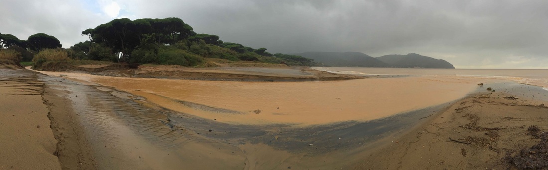 la spiaggia dopo il nubifragio a Baratti del 28 ottobre