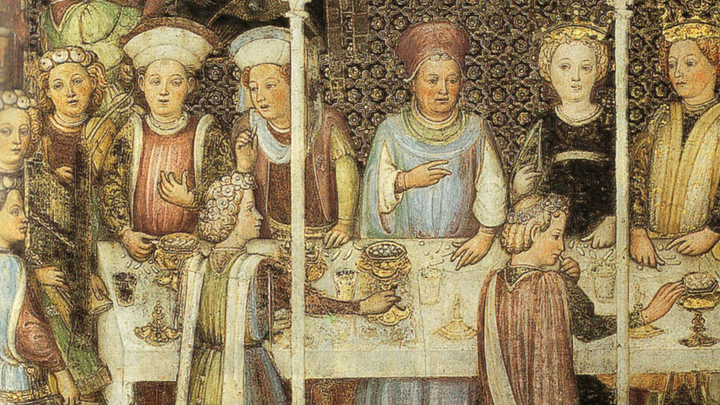 Cibo longobardo. Fratelli Zavattari, Il banchetto di nozza della regina Teodolinda, Duomo di Monza